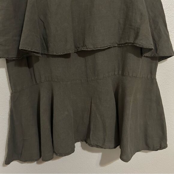 Zara green linen blend ruffle tiered midi skirt women’s size small - Picture 9 of 10